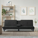 NNEVL Sofa Bed with Cup Holders Black Velvet
