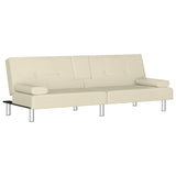 NNEVL Sofa Bed with Cup Holders Cream Faux Leather