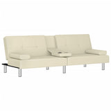 NNEVL Sofa Bed with Cup Holders Cream Faux Leather