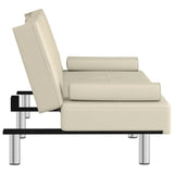 NNEVL Sofa Bed with Cup Holders Cream Faux Leather