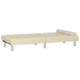 NNEVL Sofa Bed with Cup Holders Cream Faux Leather