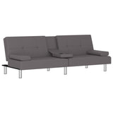 NNEVL Sofa Bed with Cup Holders Grey Faux Leather