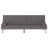 NNEVL Sofa Bed with Cup Holders Grey Faux Leather
