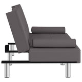 NNEVL Sofa Bed with Cup Holders Grey Faux Leather