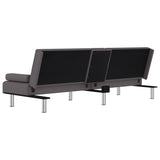 NNEVL Sofa Bed with Cup Holders Grey Faux Leather