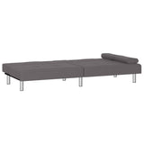 NNEVL Sofa Bed with Cup Holders Grey Faux Leather