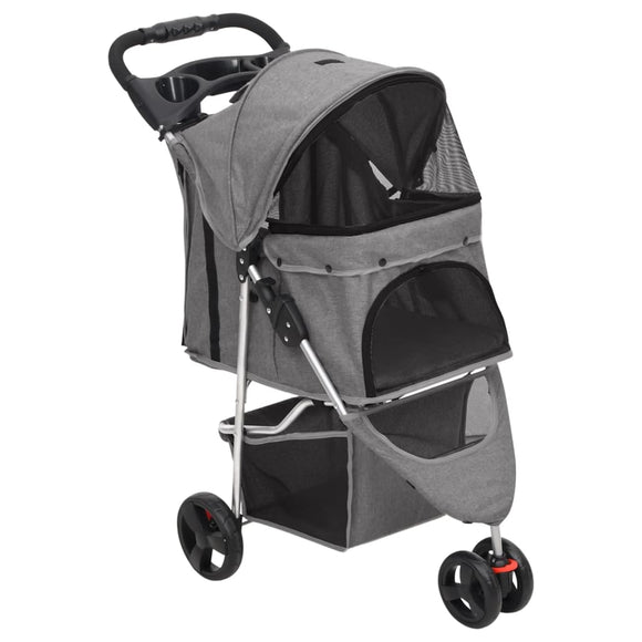 NNEVL Folding Dog Stroller Grey 80x46x98 cm Oxford Fabric