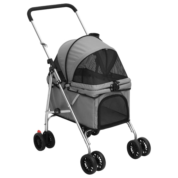 NNEVL Folding Dog Stroller Grey 76x50x100 cm Oxford Fabric