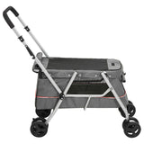 NNEVL Folding Dog Stroller Grey 100x49x96 cm Linen Fabric
