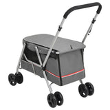 NNEVL Folding Dog Stroller Grey 100x49x96 cm Linen Fabric