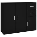 NNEVL Sideboard Black 91x29.5x75 cm Engineered Wood