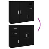 NNEVL Sideboard Black 91x29.5x75 cm Engineered Wood