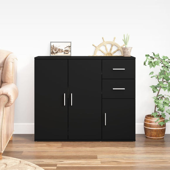 NNEVL Sideboard Black 91x29.5x75 cm Engineered Wood