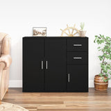 NNEVL Sideboard Black 91x29.5x75 cm Engineered Wood
