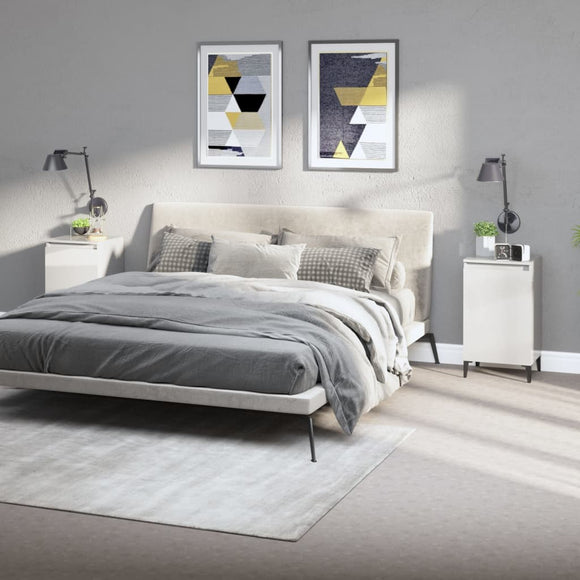 NNEVL Bedside Cabinets 2 pcs High Gloss White 40x35x70cm Engineered Wood