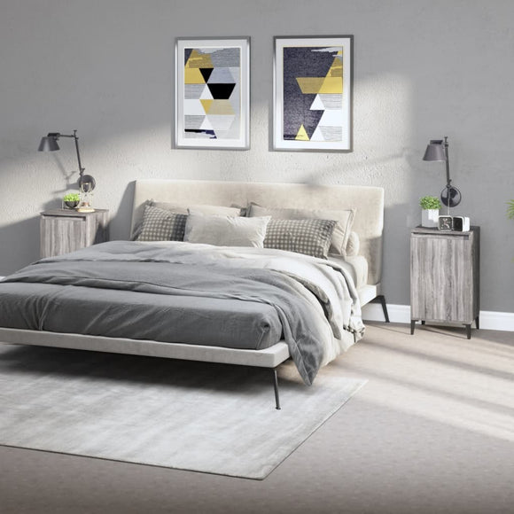 NNEVL Bedside Cabinets 2 pcs Grey Sonoma 40x35x70 cm Engineered Wood
