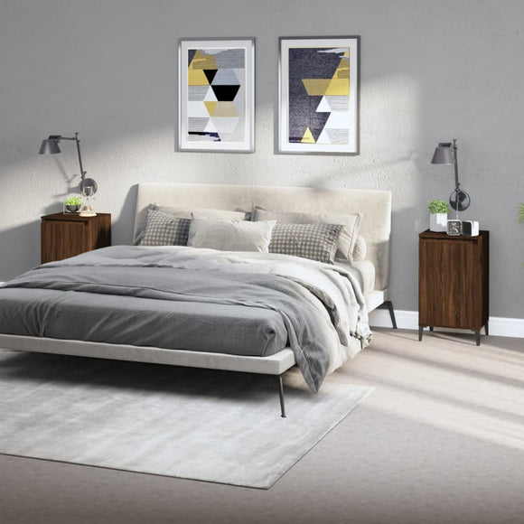 NNEVL Bedside Cabinets 2 pcs Brown Oak 40x35x70 cm Engineered Wood