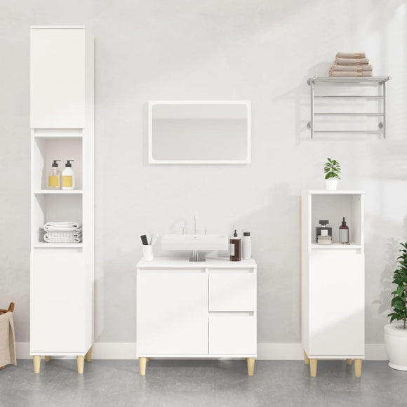 NNEVL Bathroom Cabinet White 30x30x190 cm Engineered Wood