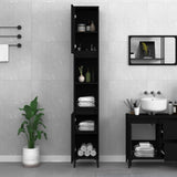 NNEVL Bathroom Cabinet Black 30x30x190 cm Engineered Wood