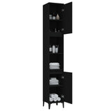 NNEVL Bathroom Cabinet Black 30x30x190 cm Engineered Wood