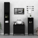 NNEVL Bathroom Cabinet Black 30x30x190 cm Engineered Wood