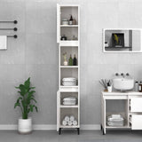 NNEVL Bathroom Cabinet High Gloss White 30x30x190 cm Engineered Wood