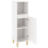 NNEVL Bathroom Cabinet High Gloss White 30x30x100 cm Engineered Wood