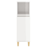 NNEVL Bathroom Cabinet High Gloss White 30x30x100 cm Engineered Wood