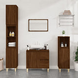 NNEVL Bathroom Cabinet Brown Oak 30x30x100 cm Engineered Wood