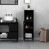 NNEVL Bathroom Cabinet Black 30x30x100 cm Engineered Wood