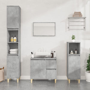 NNEVL Bathroom Cabinet Concrete Grey 65x33x60 cm Engineered Wood
