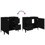 NNEVL Bathroom Cabinet Black 65x33x60 cm Engineered Wood