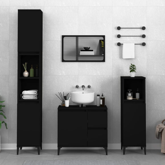 NNEVL Bathroom Cabinet Black 65x33x60 cm Engineered Wood