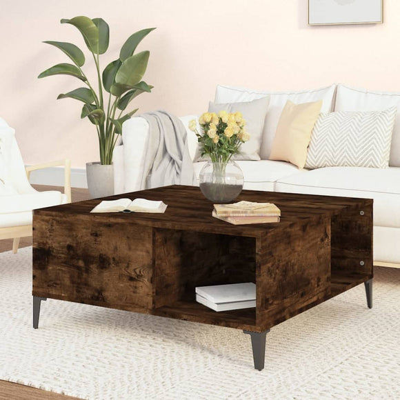 NNEVL Coffee Table Smoked Oak 80x80x36.5 cm Engineered Wood