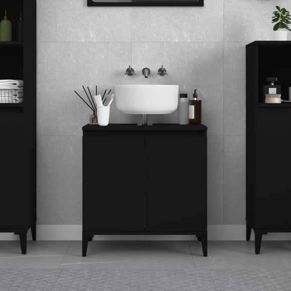 NNEVL Sink Cabinet Black 58x33x60 cm Engineered Wood