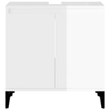 NNEVL Sink Cabinet High Gloss White 58x33x60 cm Engineered Wood