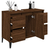 NNEVL Sink Cabinet Brown Oak 80x33x60 cm Engineered Wood