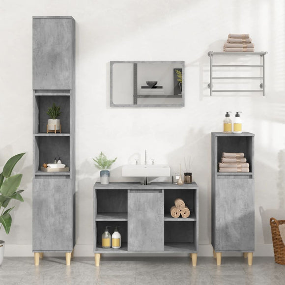 NNEVL Sink Cabinet Concrete Grey 80x33x60 cm Engineered Wood