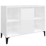 NNEVL Sink Cabinet High Gloss White 80x33x60 cm Engineered Wood