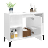 NNEVL Sink Cabinet High Gloss White 80x33x60 cm Engineered Wood