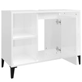 NNEVL Sink Cabinet High Gloss White 80x33x60 cm Engineered Wood
