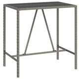 NNEVL Bar Table with Glass Top Grey 110x70x110 cm Poly Rattan