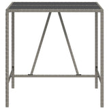 NNEVL Bar Table with Glass Top Grey 110x70x110 cm Poly Rattan