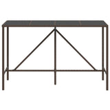 NNEVL Bar Table with Glass Top Brown 180x70x110 cm Poly Rattan