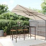 NNEVL Bar Table with Glass Top Brown 180x70x110 cm Poly Rattan