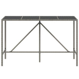 NNEVL Bar Table with Glass Top Grey 180x70x110 cm Poly Rattan