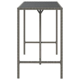 NNEVL Bar Table with Glass Top Grey 180x70x110 cm Poly Rattan
