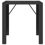 NNEVL Bar Table with Glass Top Black 105x80x110 cm Poly Rattan