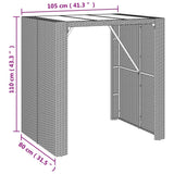 NNEVL Bar Table with Glass Top Grey 105x80x110 cm Poly Rattan