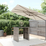 NNEVL Bar Table with Glass Top Grey 105x80x110 cm Poly Rattan